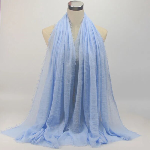 46007-b1cee9.jpg hijab Foulard froissé en coton doux pour femme musulmane, 70x180cm, châles et enveloppes islamiques