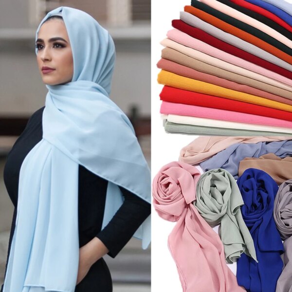 hijab Écharpe en mousseline de soie à bulles pour femmes musulmanes, hijab léger