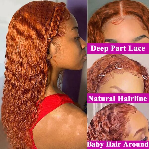 perruque femme Lace Front Wig frisée naturelle, cheveux humains, Deep Wave, 13x4, 13x6, HD, 34 pouces