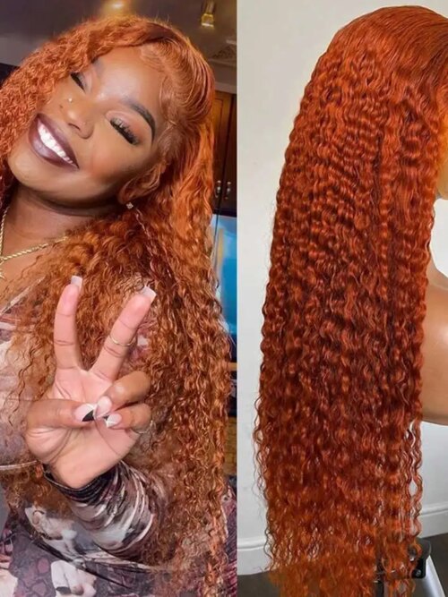 perruque femme Lace Front Wig frisée naturelle, cheveux humains, Deep Wave, 13x4, 13x6, HD, 34 pouces