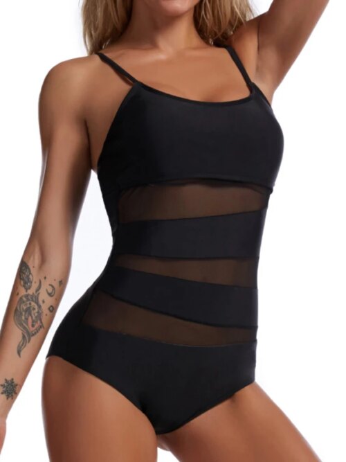 maillot de bain gainant ventre plat noir grande taille, filet, push-up, pour la plage