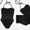 maillot de bain 1 piece S-3XL femmes maillot de bain une pièce Sexy noir creux