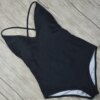 maillot de bain 1 piece sexy, couleur unie, noir, culotte tanga, dos nu, monokini