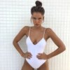 maillot de bain 1 piece sexy, couleur unie, noir, culotte tanga, dos nu, monokini