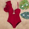 Maillot de bain une pièce à volants, sexy, imprimé floral, pour femme
