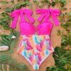 Maillot de bain une pièce à volants, sexy, imprimé floral, pour femme