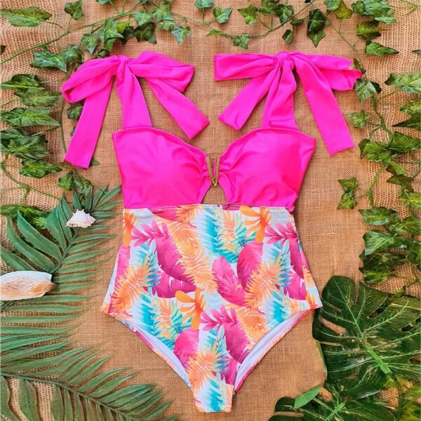 Maillot de bain une pièce à volants, sexy, imprimé floral, pour femme