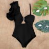 Maillot de bain une pièce à volants, sexy, imprimé floral, pour femme