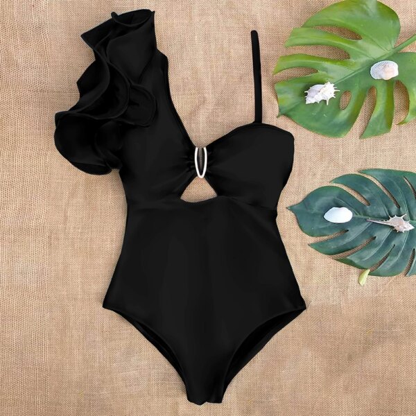 Maillot de bain une pièce à volants, sexy, imprimé floral, pour femme