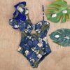 Maillot de bain une pièce à volants, sexy, imprimé floral, pour femme