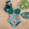 Maillot de bain une pièce à volants, sexy, imprimé floral, pour femme
