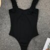 maillot de bain 1 pièce gainant une pièce noir, Vintage, bretelles à volants, Push-Up