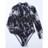 Maillot de bain une pièce imprimé, fermeture éclair, manches longues