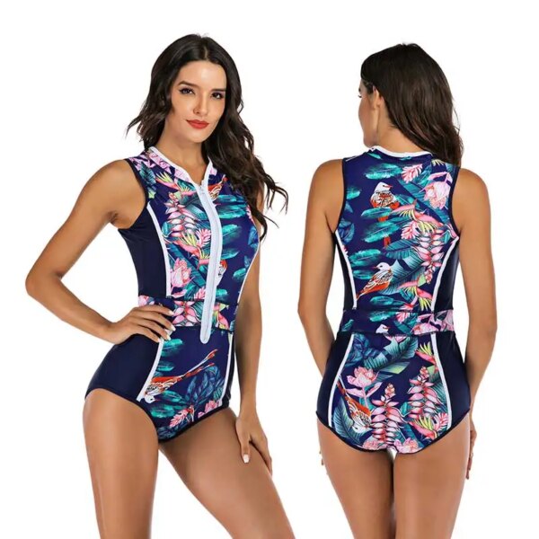 Maillot de bain professionnel une pièce pour femmes, monokini à fermeture éclair