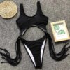 Maillot de bain une pièce imprimé léopard, sexy, amissié, avec franges, pour femmes