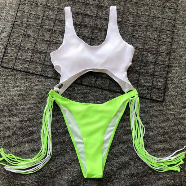 Maillot de bain une pièce imprimé léopard, sexy, amissié, avec franges, pour femmes