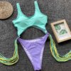 Maillot de bain une pièce imprimé léopard, sexy, amissié, avec franges, pour femmes