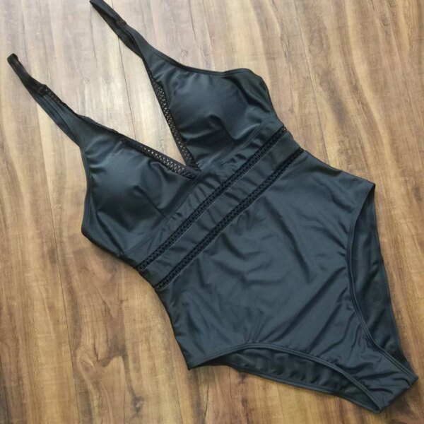 Maillot de bain une pièce noir grande taille pour femme