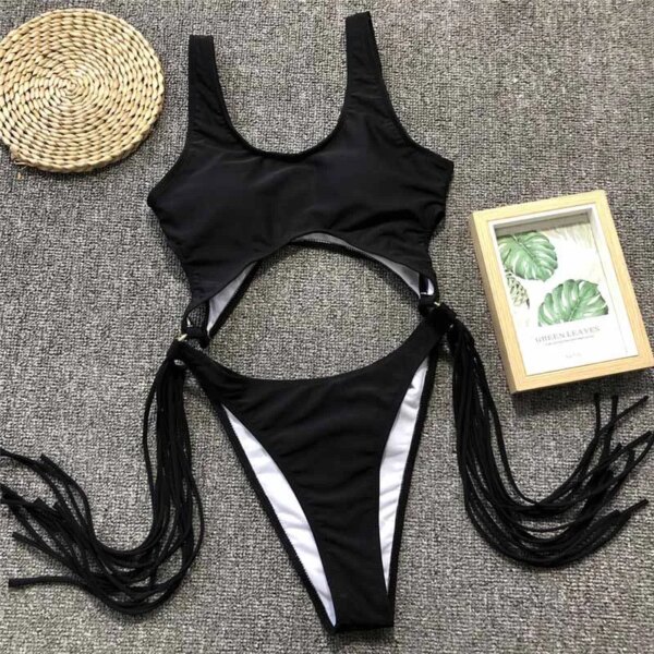 Maillot de bain une pièce imprimé léopard, sexy, amissié, avec franges, pour femmes
