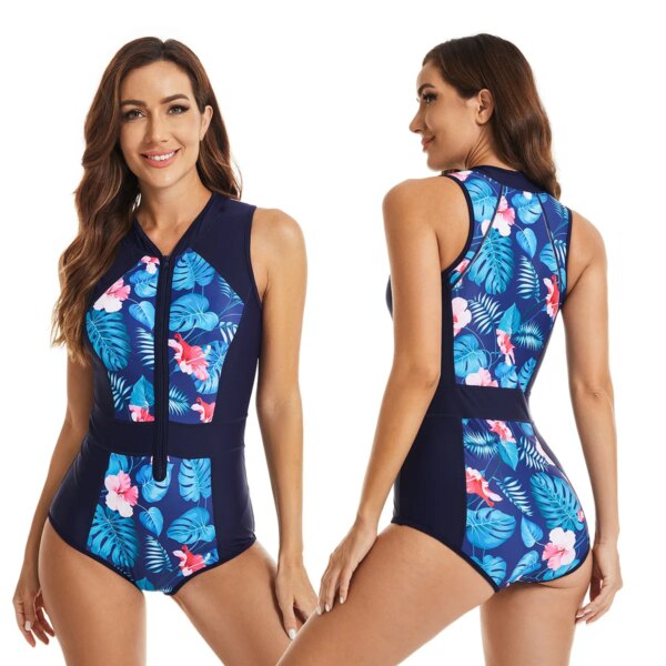 Maillot de bain professionnel une pièce pour femmes, monokini à fermeture éclair