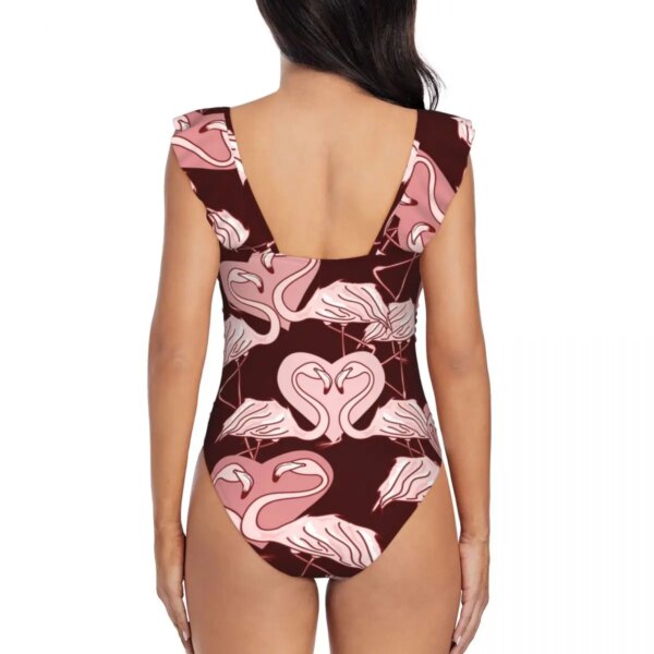 Maillot de bain une pièce pour femmes, flamands roses amoureux