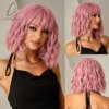 perruque femme BOBO roses, courtes, ondulées naturelles, perruque synthétique pour femme