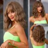 perruque femme BOBO roses, courtes, ondulées naturelles, perruque synthétique pour femme