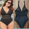 Maillot de bain une pièce noir grande taille pour femme
