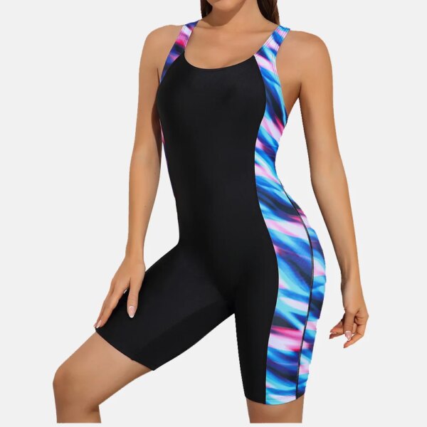 maillot de bain Sport pour femmes, une pièce, longueur aux genoux