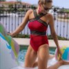 Maillot de bain une pièce à rayures noires, sexy, bandage