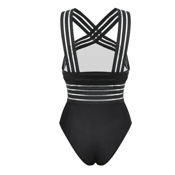 Maillot de bain une pièce à rayures noires, sexy, bandage