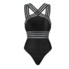 Maillot de bain une pièce à rayures noires, sexy, bandage