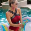 Maillot de bain une pièce à rayures noires, sexy, bandage