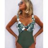 Maillot de bain une pièce imprimé, sexy, dos nu, bandage, à volants, monokini, pour femmes, vêtements de plage, 2022