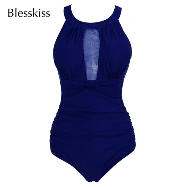 Maillot de bain une pièce, Sexy, grande taille, en maille, 1 rétro