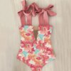 Maillot de bain une pièce pour femmes, mignon, avec nœud, amissié, dos croisé, monokini
