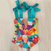 Maillot de bain une pièce pour femmes, mignon, avec nœud, amissié, dos croisé, monokini