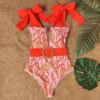 Maillot de bain une pièce pour femmes, mignon, avec nœud, amissié, dos croisé, monokini
