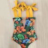 Maillot de bain une pièce pour femmes, mignon, avec nœud, amissié, dos croisé, monokini