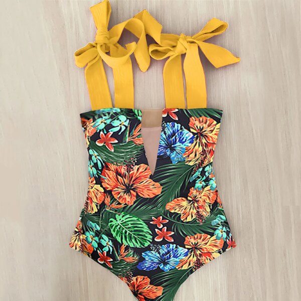 Maillot de bain une pièce pour femmes, mignon, avec nœud, amissié, dos croisé, monokini