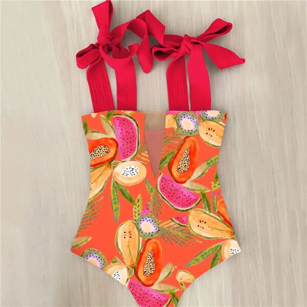 Maillot de bain une pièce pour femmes, mignon, avec nœud, amissié, dos croisé, monokini