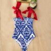 Maillot de bain une pièce pour femmes, mignon, avec nœud, amissié, dos croisé, monokini