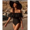 maillot de bain gainant ventre plat imprimé à volants, monokini