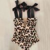 Maillot de bain une pièce pour femmes, mignon, avec nœud, amissié, dos croisé, monokini