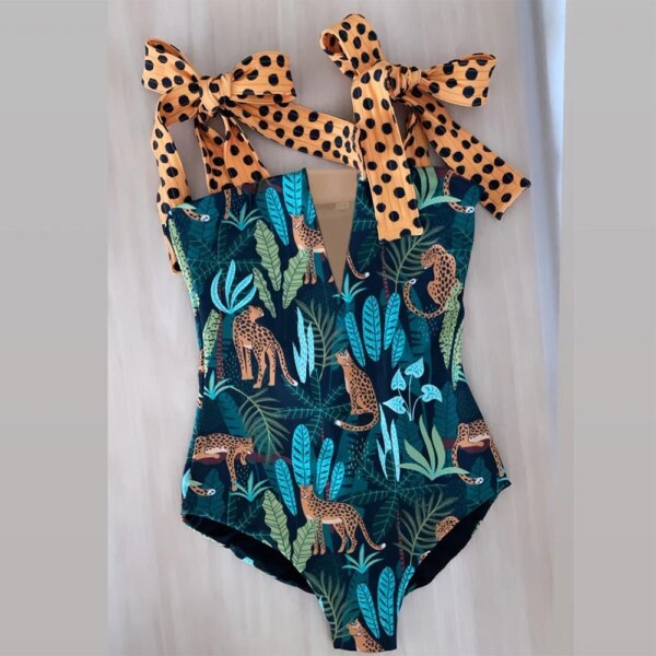 Maillot de bain une pièce pour femmes, mignon, avec nœud, amissié, dos croisé, monokini