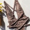 Maillot de bain une pièce, dos nu, bandage, décolleté en V, taille haute, monokini