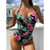 Maillot de bain une pièce imprimé patchwork, sexy, fermé, push-up, body