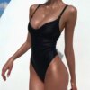 Maillot de bain gainant ventre plat , sexy, col en V, pour femmes, monokini