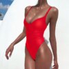 Maillot de bain gainant ventre plat , sexy, col en V, pour femmes, monokini