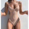 Maillot de bain gainant ventre plat , sexy, col en V, pour femmes, monokini